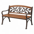 Gartenbank 122 x 63 x 88 cm Metall Braun mit Blattdekor
