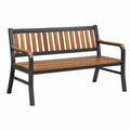 Gartenbank 120 x 60 x 85 cm aus Holz und Metall Braun Schwarz mit Armlehnen