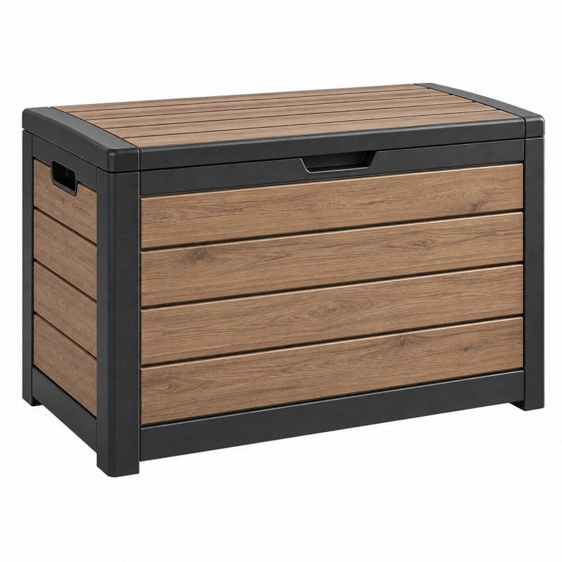 Garten-Aufbewahrungsbox 120 x 60 x 65 cm Kunststoff Braun Schwarz mit klappbarem Deckel