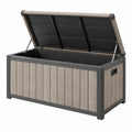 Aufbewahrungsbox 120 x 61 x 63 cm aus Holz Kunststoff Verbundwerkstoff in Grau Schwarz mit Klappdeckel
