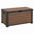 Aufbewahrungsbox 120 x 60 x 62 cm aus Kunststoff in Braun-Schwarz mit Deckel für den Außenbereich