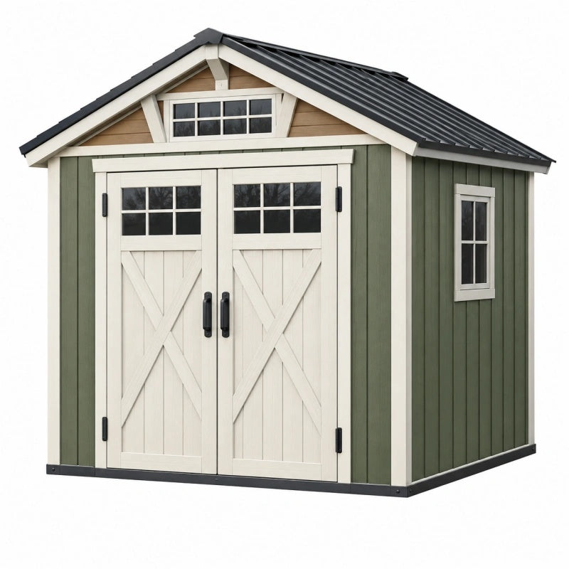 Gartenhaus 200 x 150 x 200 cm Holz Grün Creme - Geräteschuppen im Landhausstil