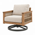 Drehbarer Gartensessel 82 x 78 x 82 cm aus Holz und Seilgeflecht naturbeige