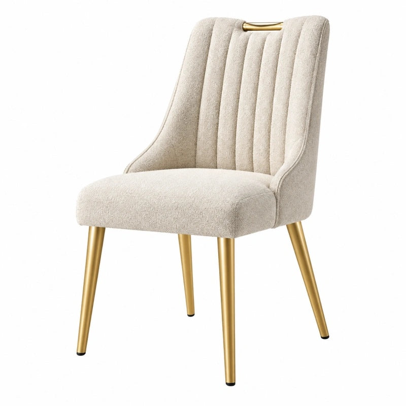 Esszimmerstuhl 55 x 62 x 88 cm in Creme mit Strukturstoff und Metallgestell