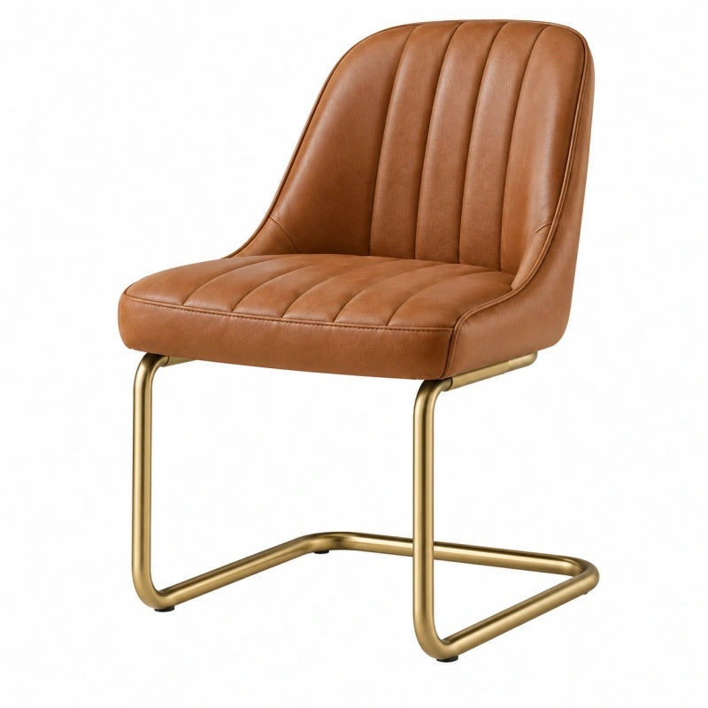Freischwinger Esszimmerstuhl 56 x 62 x 88 cm Kunstleder Braun mit Metallgestell