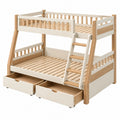 Etagenbett 200 x 90 cm Holz Weiß/Natur mit Leiter und Schubladen