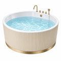 Freistehende Badewanne rund 150 cm Acryl Weiß Gold mit Armaturen
